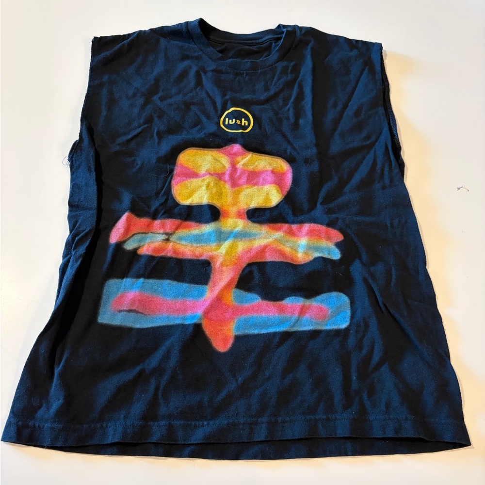 Lush Black and Multicolor Graphic sleeveless Tee